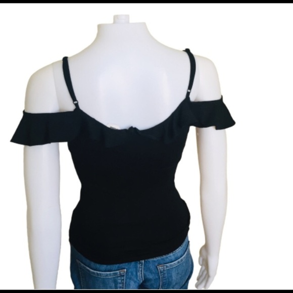 GARAGE Flounce Trim Cold Shoulder Camisole Strap Top Black Size XS - Picture 4 of 10
